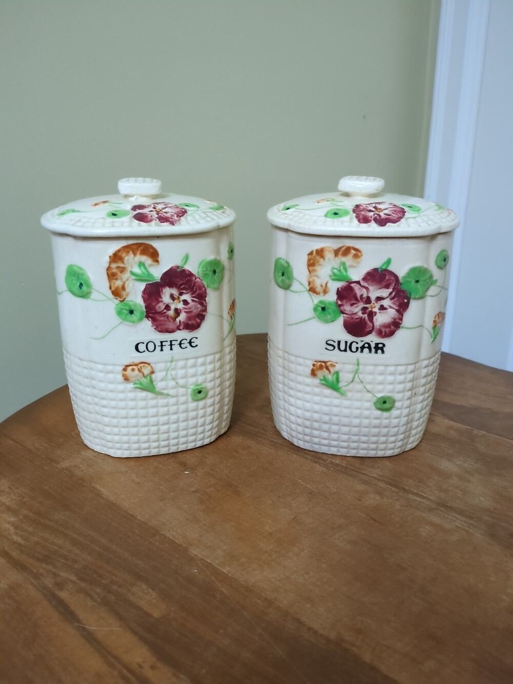 Vintage Ceramic Canisters Made In Japan Sugar & Coffee